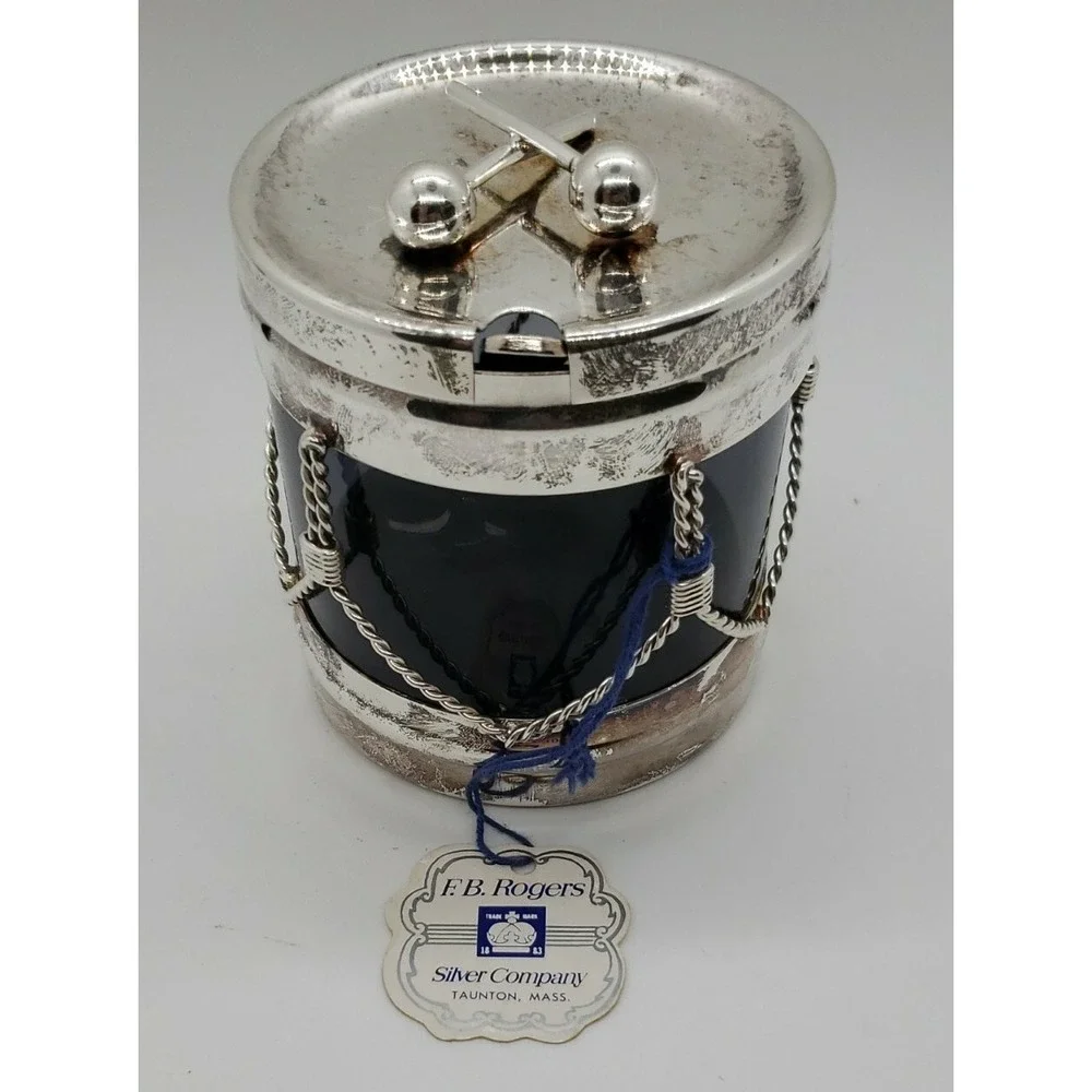 F.B Rogers Silver Co. Drum‎ Jelly Jar -  great for Christmas party serving w/tag